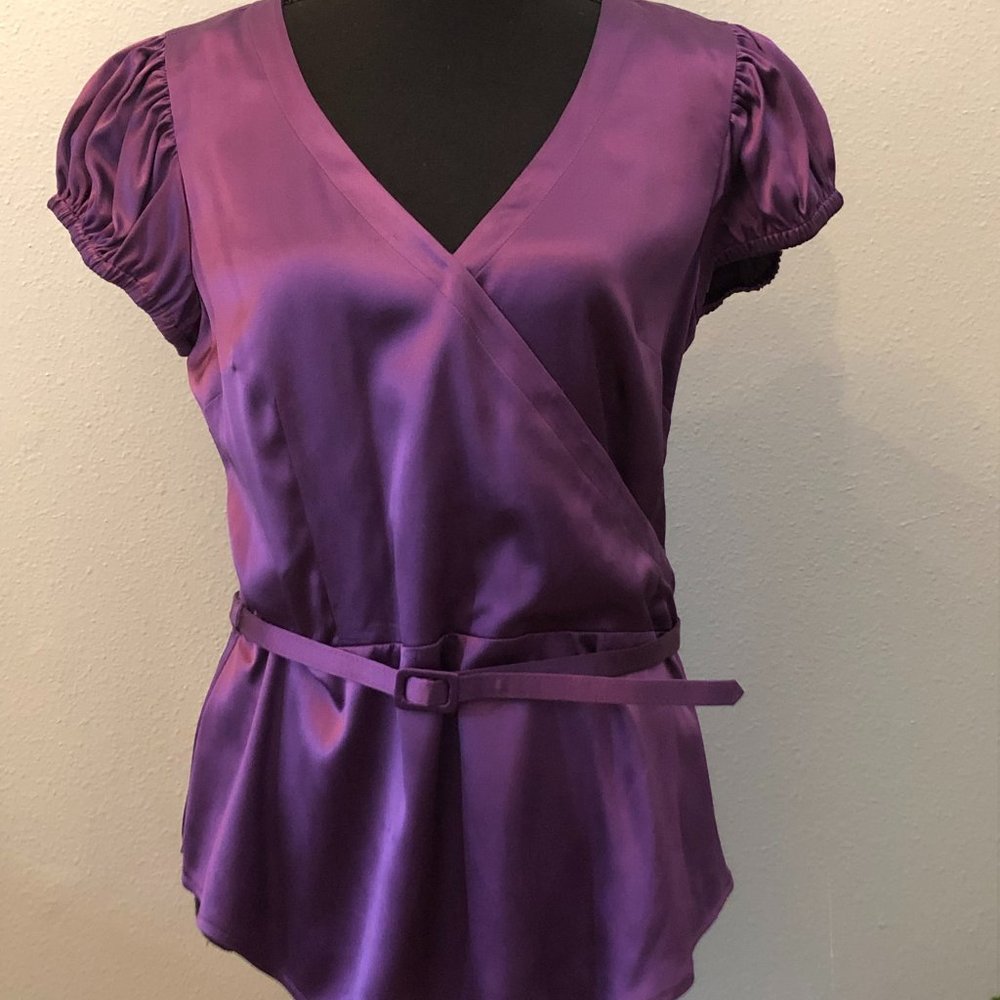 Inc International Concepts Silk Belted Puff Sleeve Blouse - NWOT
